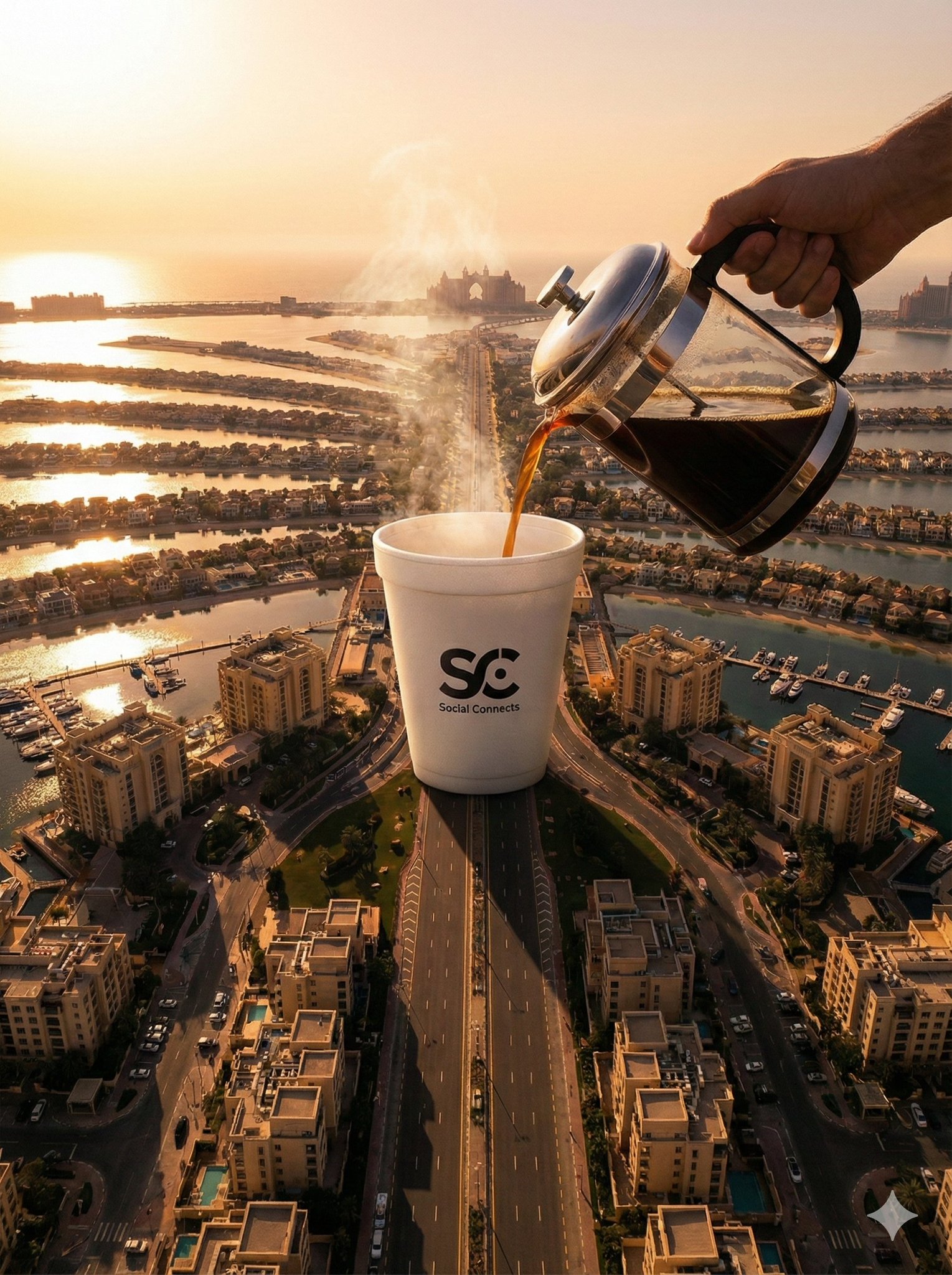 An aerial photograph captures a surreal scene where a giant w...
