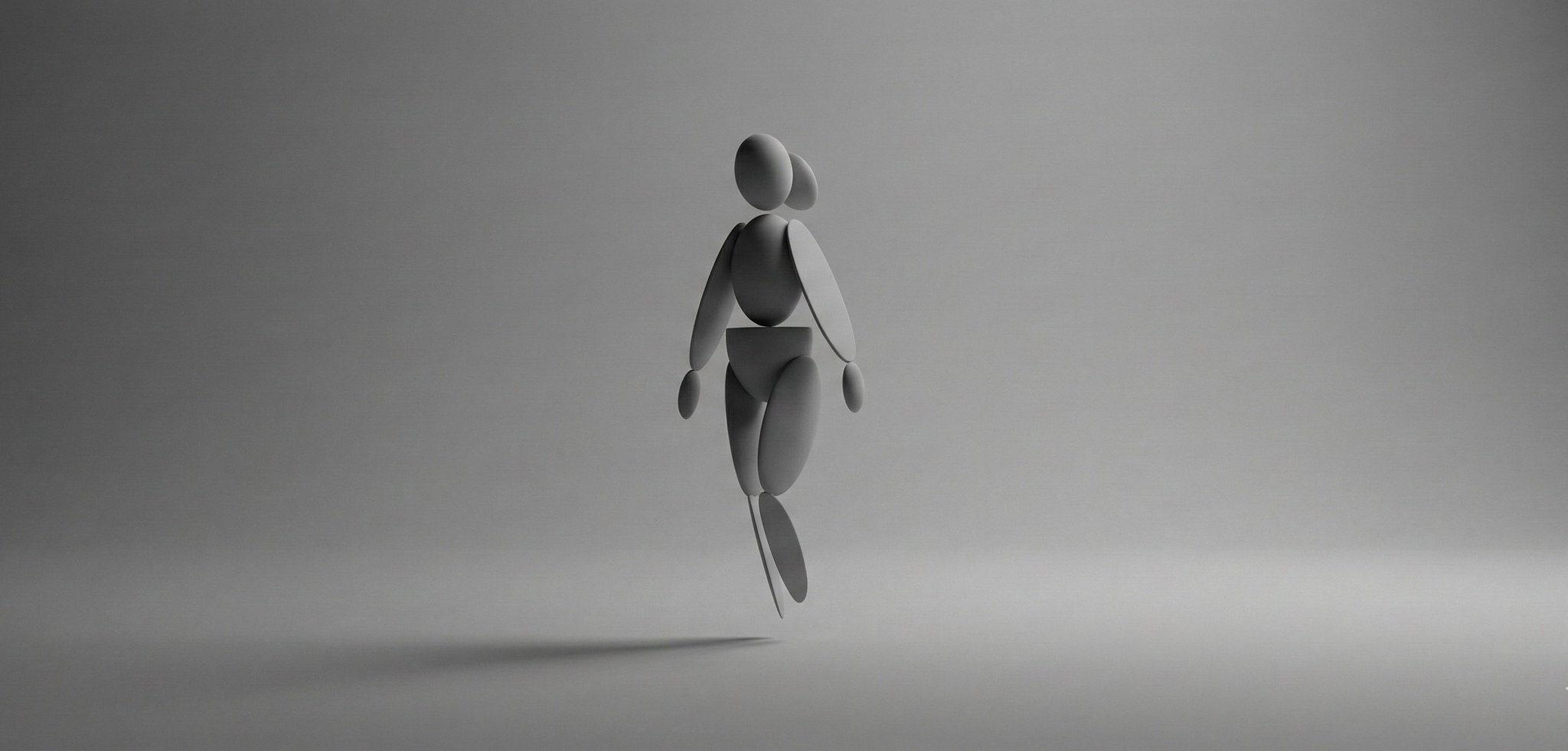 [SUBJECT] abstracted into simple geometric forms, floating in a monochromatic zen space. 4