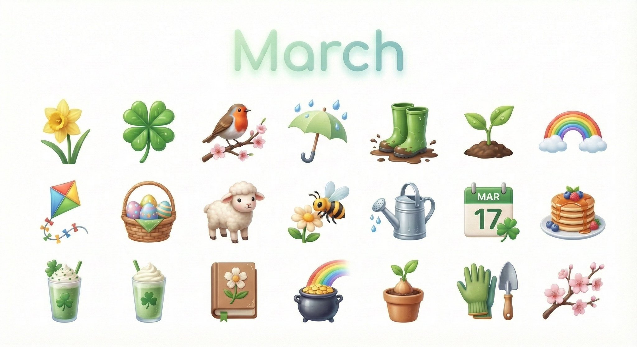 Create a collection of icons representing [Month] through obj... 2