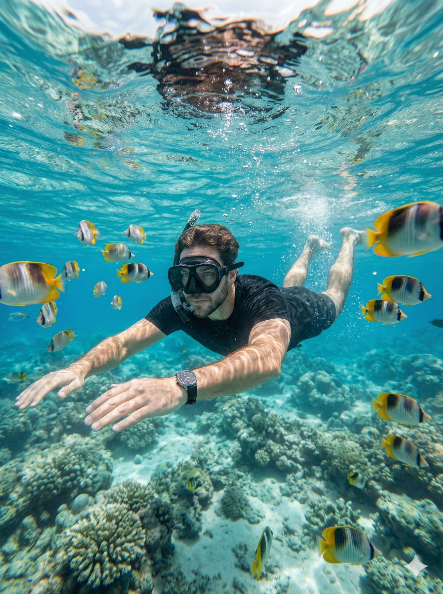 Create a hyper realistic underwater close range portrait capt...
