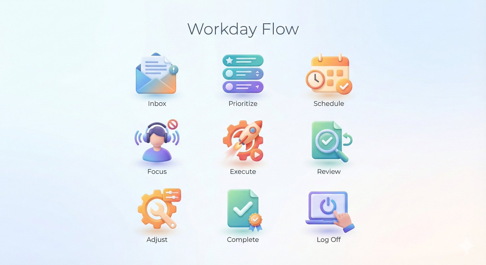 Create a collection of icons representing [ROUTINE / PROCESS... 3