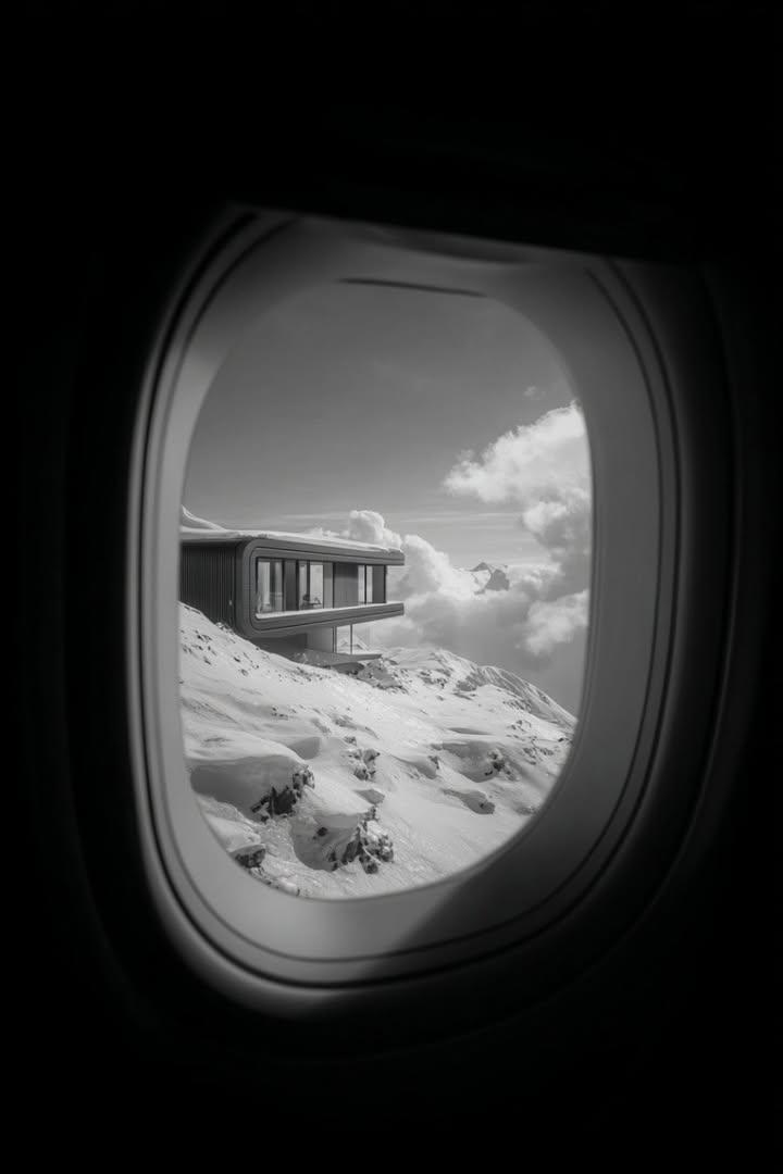 a window looking out an airplane and you can see a 4k image o... 3