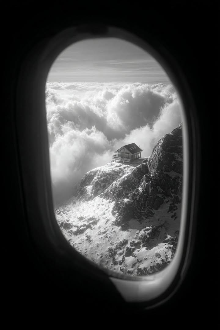a window looking out an airplane and you can see a 4k image o... 4