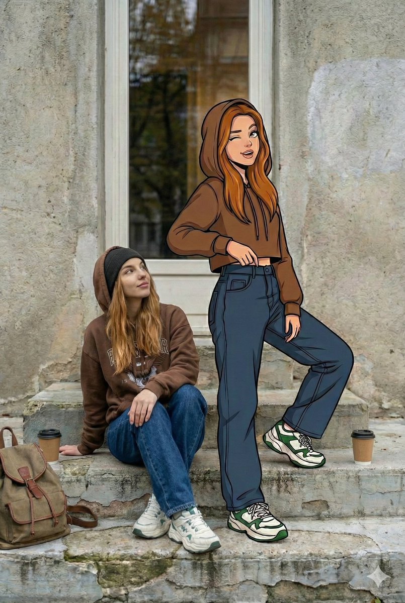 Transform the uploaded image into an ultra-high-resolution mixed-reality street portrait. 2