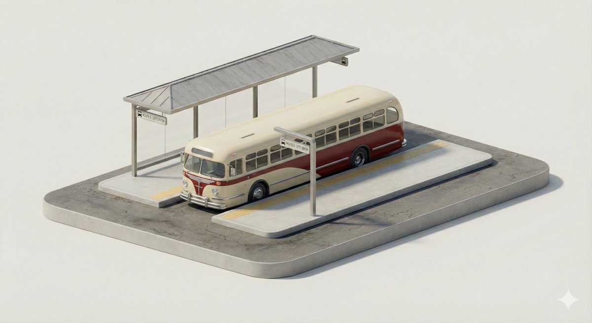 A clean, minimal 3D isometric diorama of a [CITY TRANSPORT TY... 4