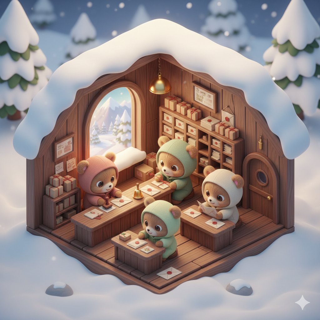 "prompt": "Isometric 3D kawaii scene of chibi baby bears desi... 2
