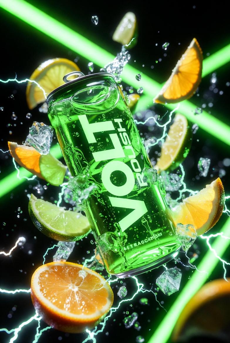 Ultra cinematic product photography of a neon green energy dr... 3