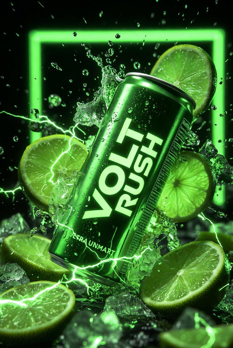 Ultra cinematic product photography of a neon green energy dr... 4