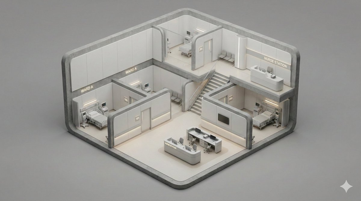 A clean, minimal 3D isometric diorama of a [BUILDING TYPE] se... 4