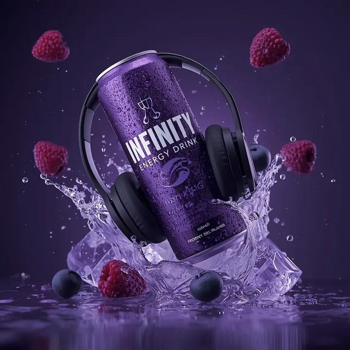 Ultra cinematic product photography of a purple energy drink... 3