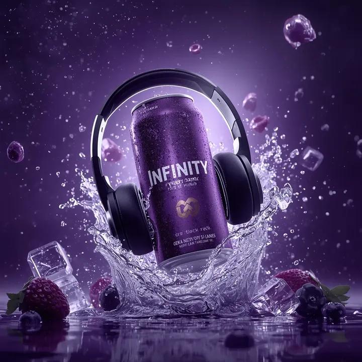Ultra cinematic product photography of a purple energy drink... 4