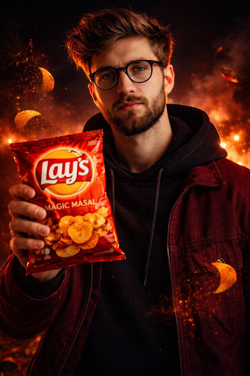 A cinematic, ultra realistic advertising shot of a man holdin...