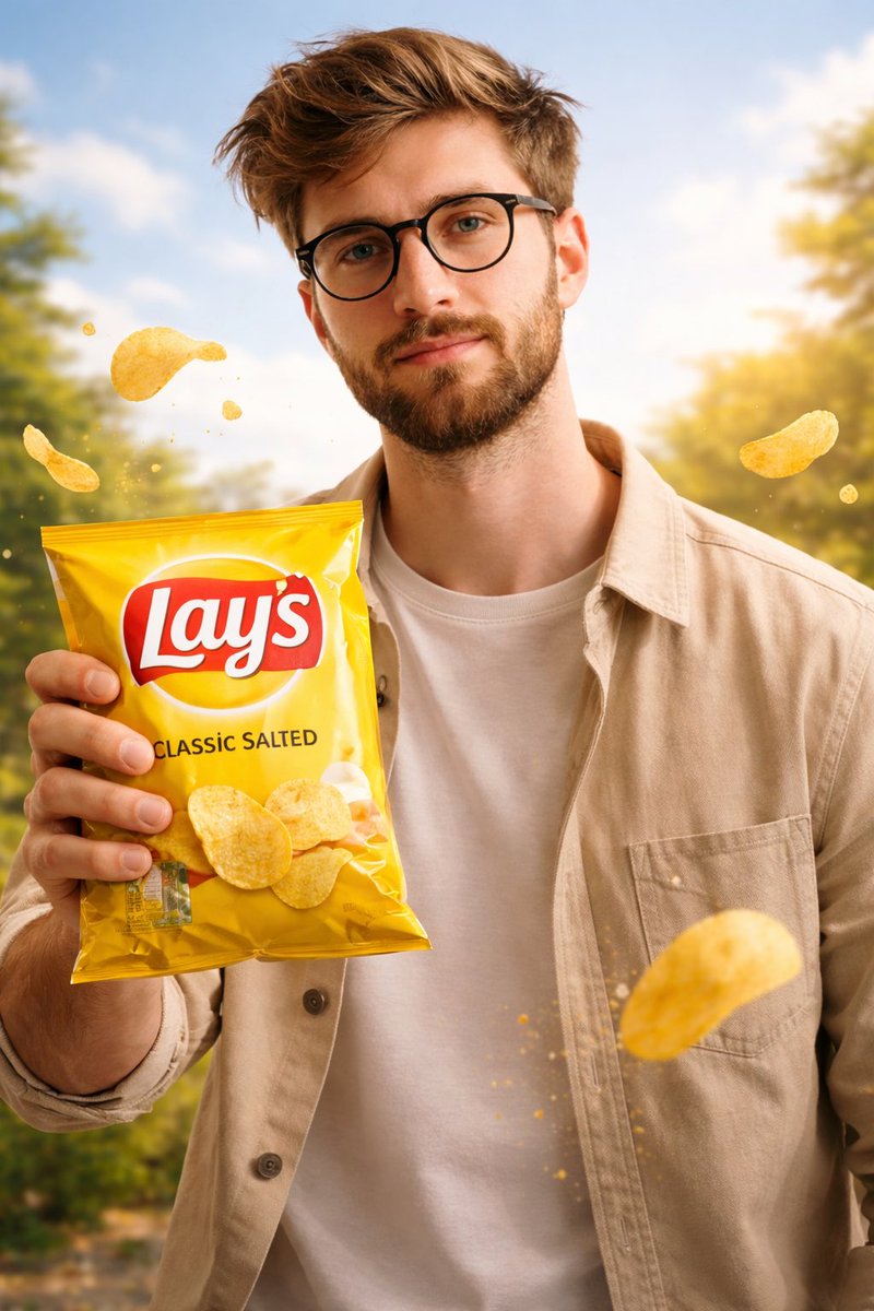 A cinematic, ultra realistic advertising shot of a man holdin... 2