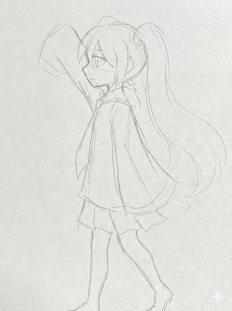 今日は妻にAntigravity 導入ガイド。横で色々見てた娘が「AIはアタリの絵でも違う角度出せる？」と描いた絵を持ってきた。 2