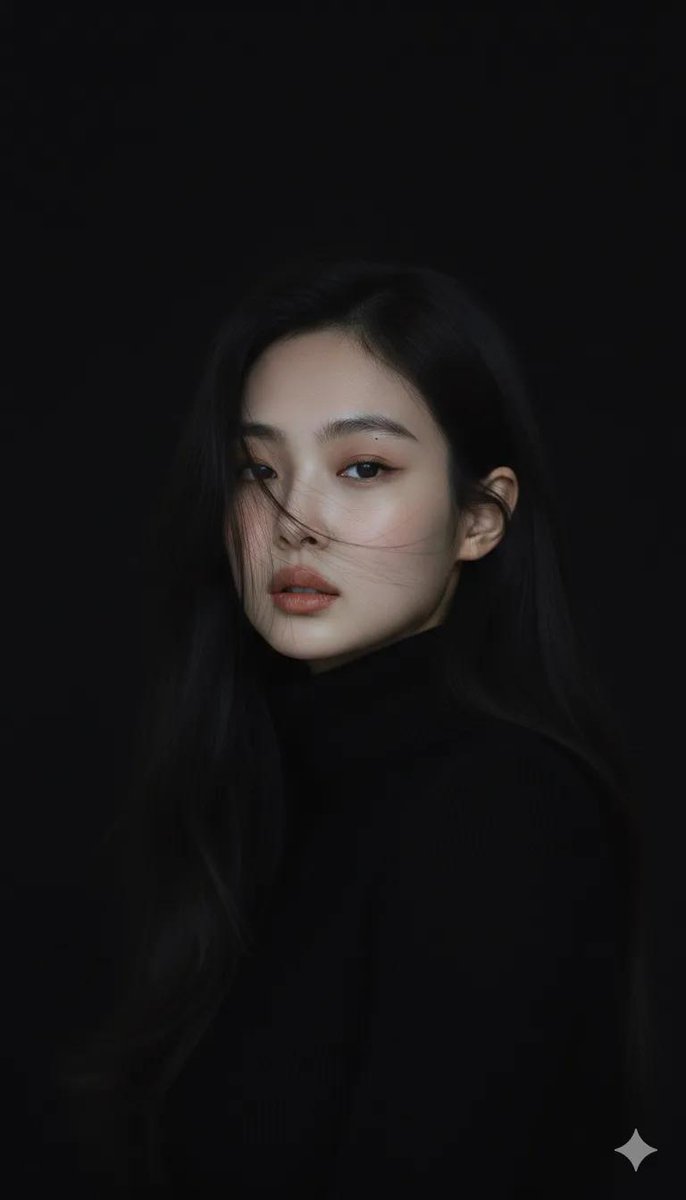 Moody cinematic portrait of a young woman with clear fair ski... 2