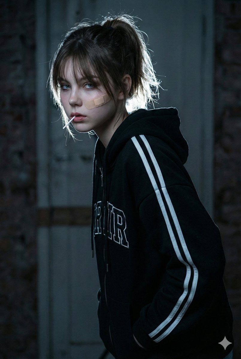 ​A cinematic close up side profile portrait of a young woman... 2