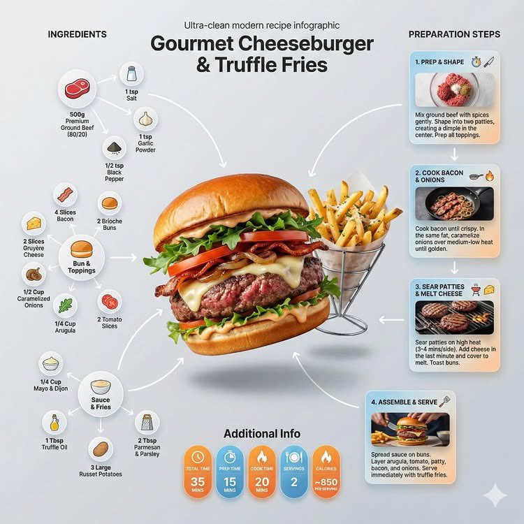 Ultra clean modern recipe infographic. 2