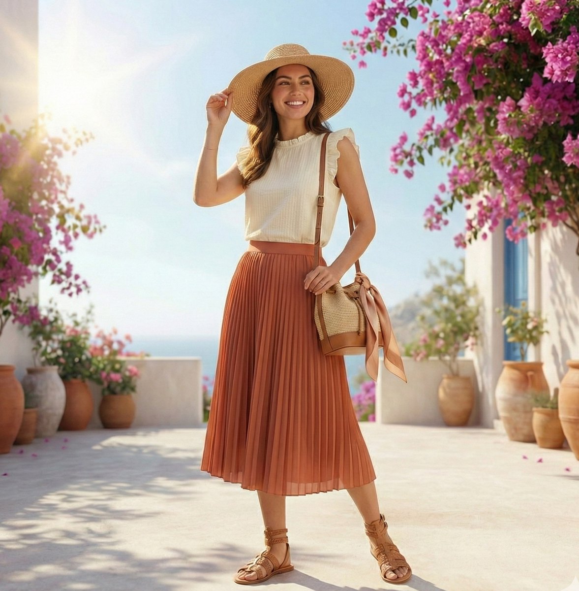 High fashion summer outfit infographic with color coordinated... 2