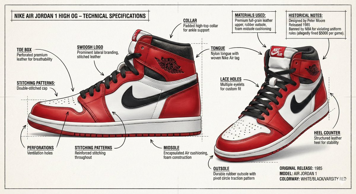 Create an infographic image of Nike Air Jordan 1 High OG snea... 3