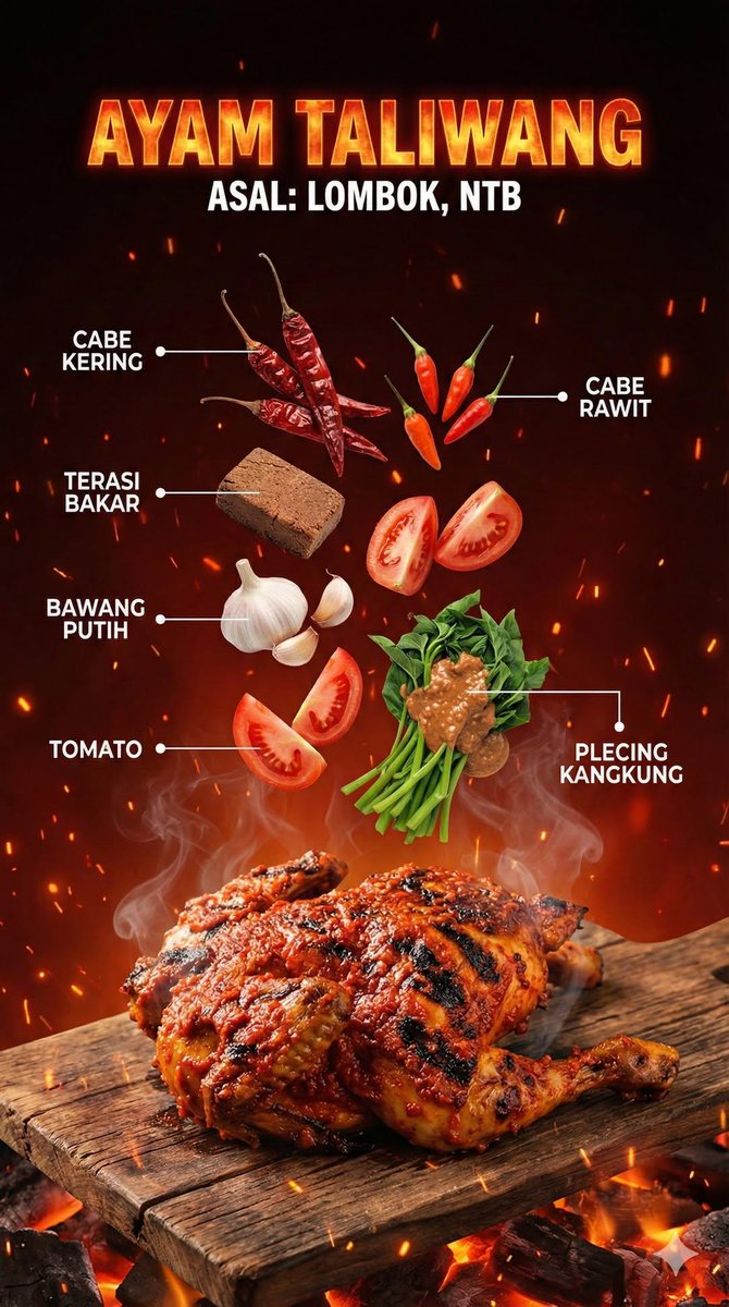 A hyper realistic Indonesian food infographic poster with dra... 2