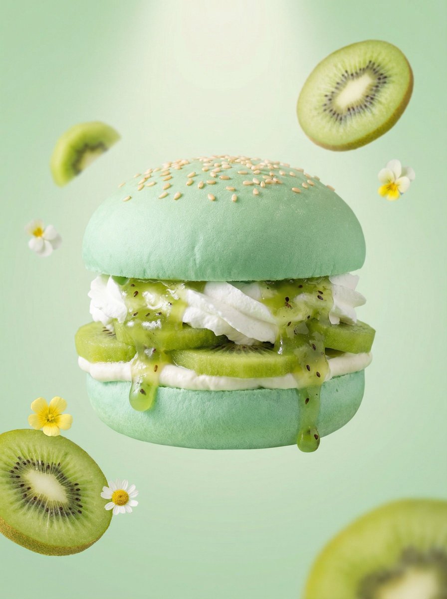 A hyper realistic {FRUIT} dessert burger, centered compositio... 2
