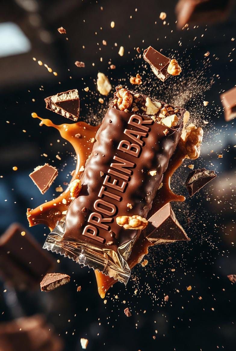 Ultra cinematic product photography of a premium protein bar... 2