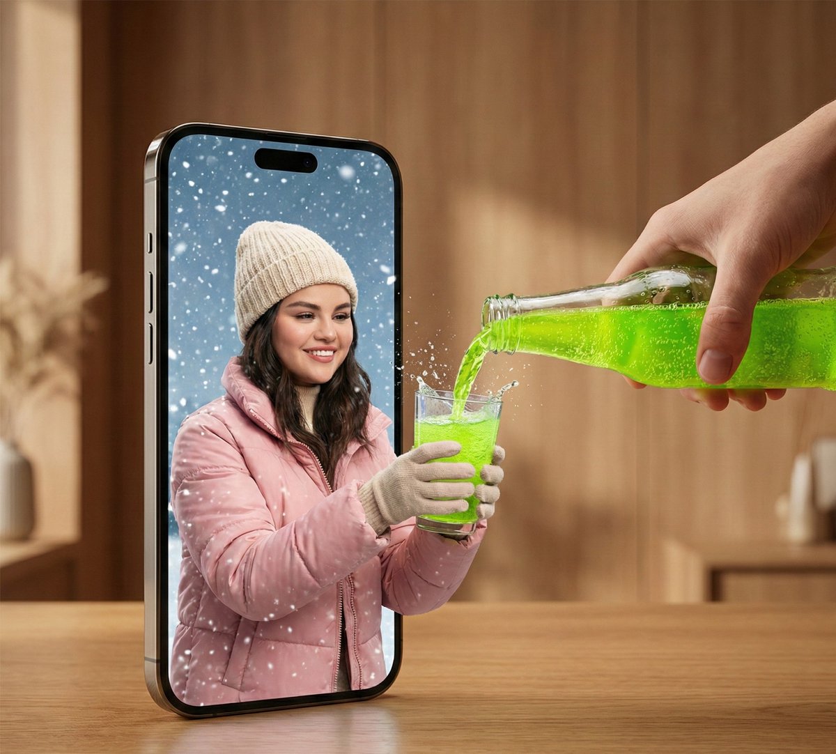 A hyper realistic surreal photograph of a modern smartphone l...