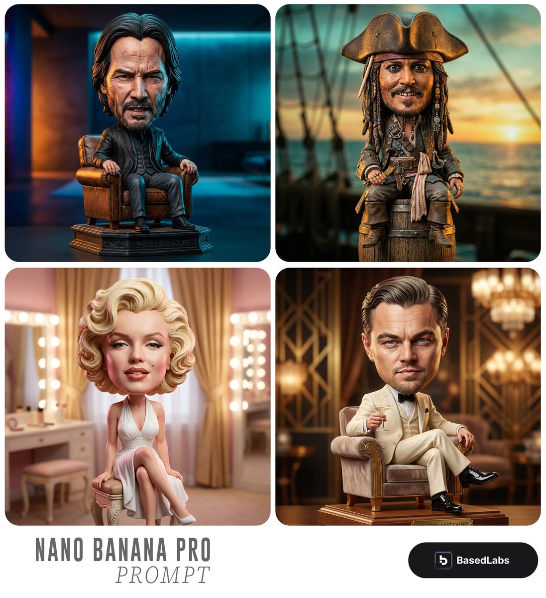 Highly detailed caricature figurine of [SUBJECT] as a cute bu...