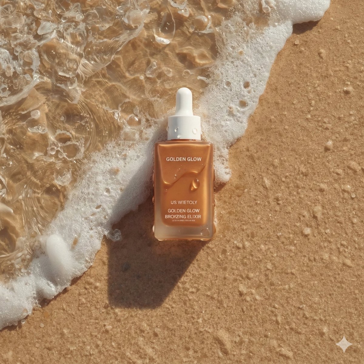 Ultra realistic summer skincare product photography of a bron...