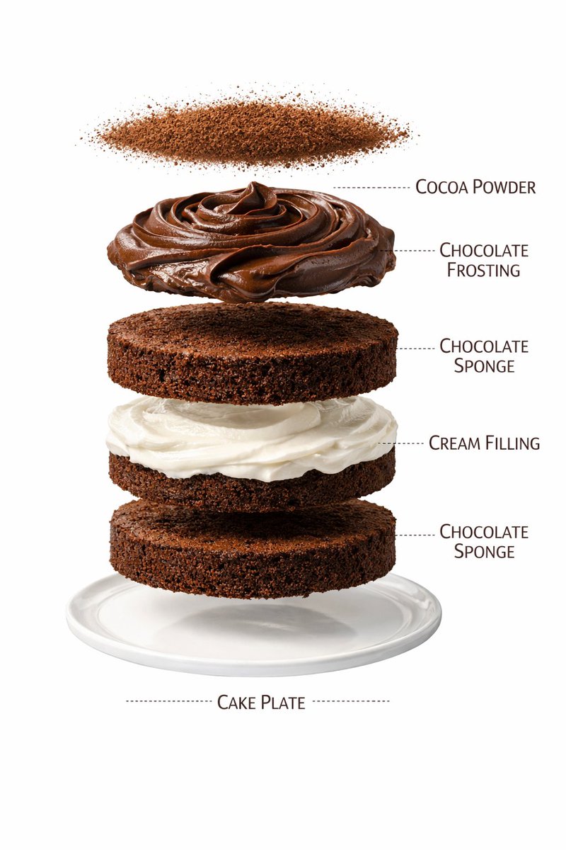 Ultra realistic premium food photography of a layered chocola...