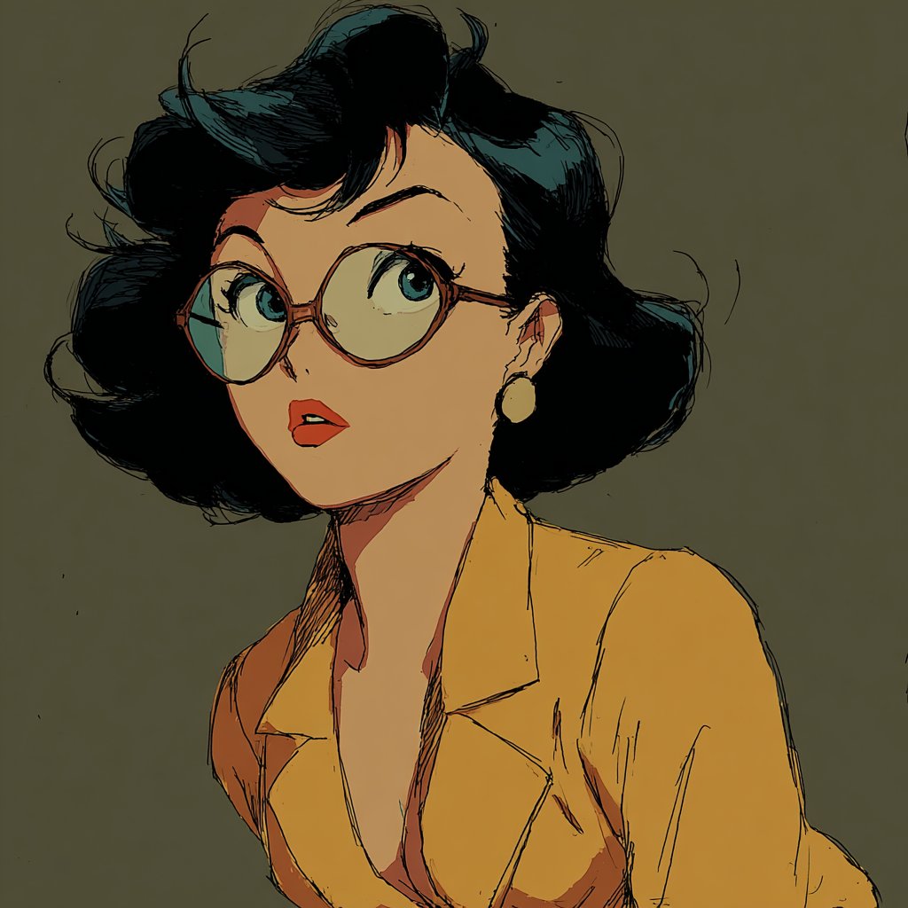 Take a look at this retro noir romantic sketch style: 2