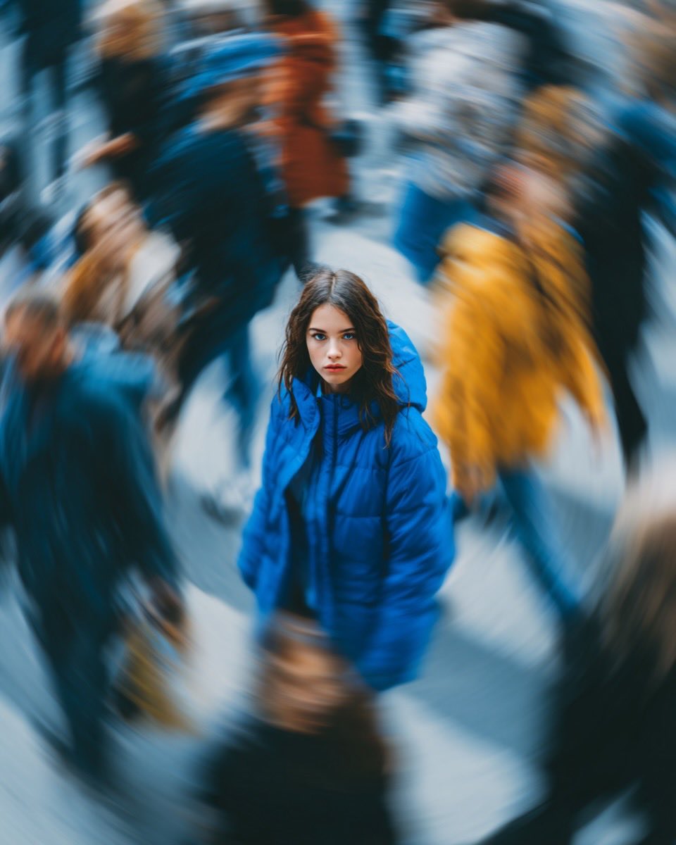 Ultra realistic cinematic street portrait of a young woman in... 3