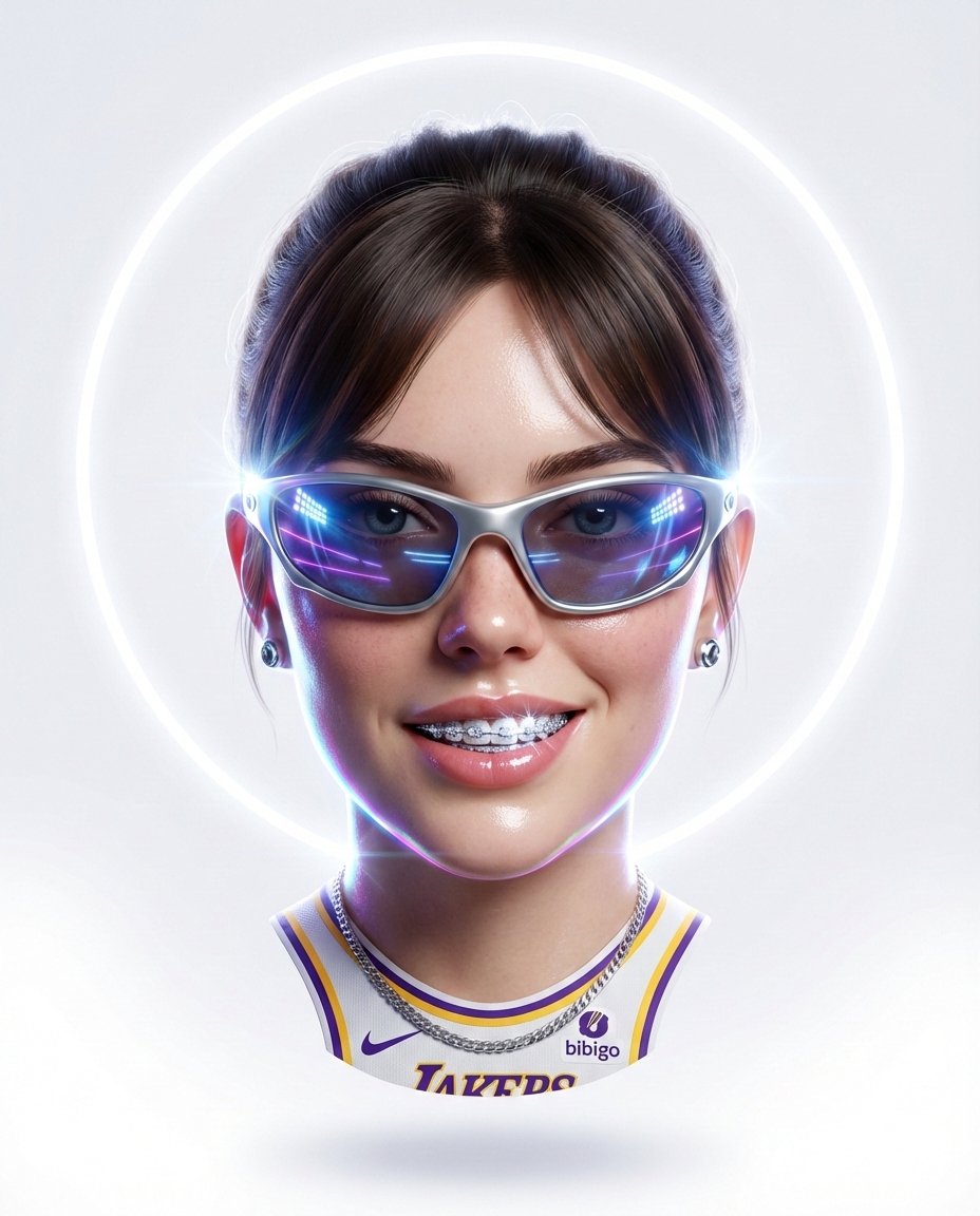 Hyper stylized dynamic 3D floating head portrait of the attac...