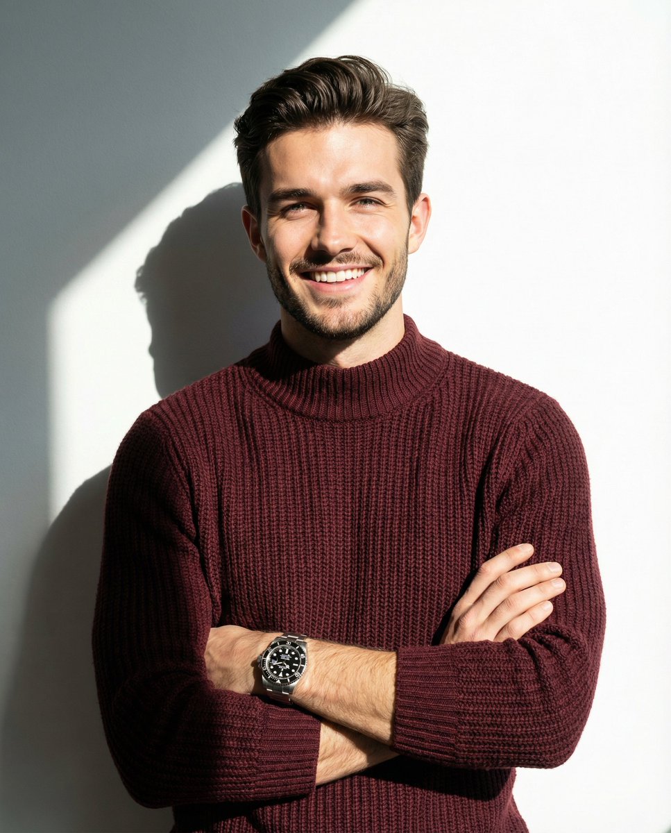 A man smiling and posing with his arms crossed, wearing a mar...