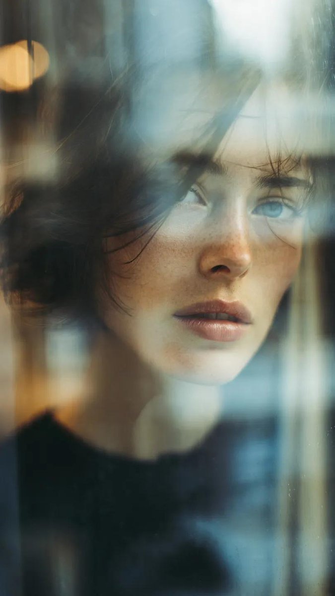 Reflection in glass window, layered composition, subject of a... 2