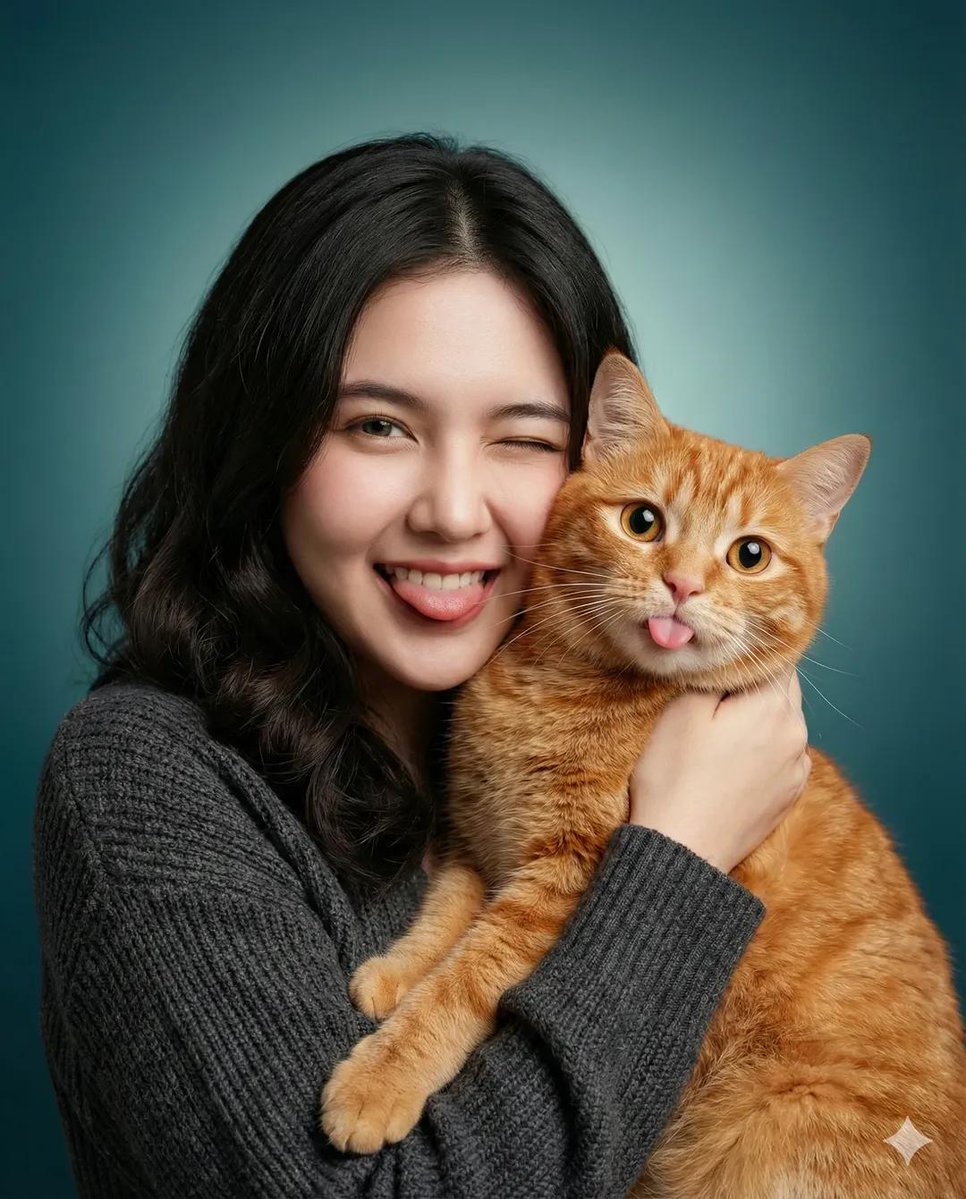 A heartwarming studio portrait of a young woman holding a cut...