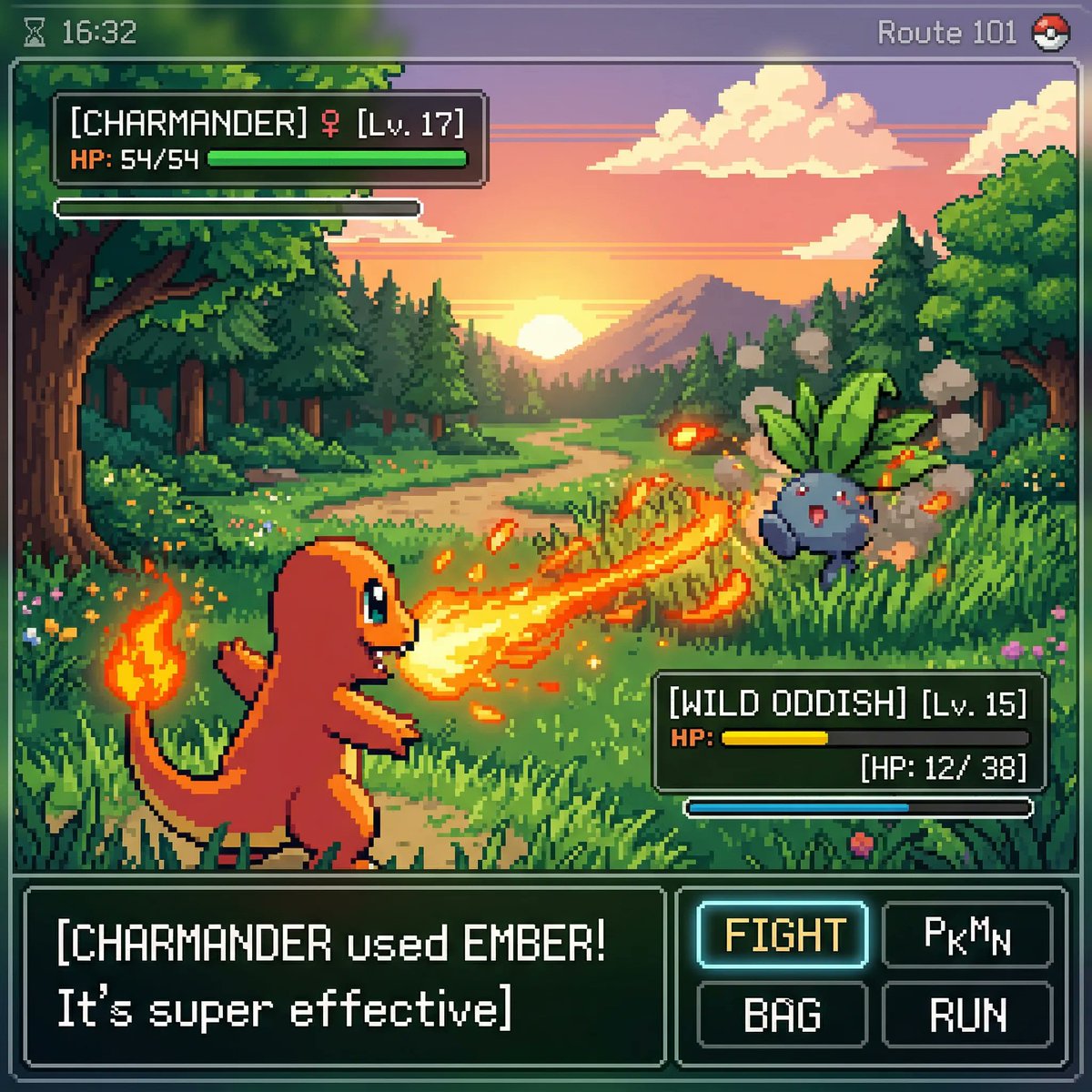 inspired by a classic pokemon gameboy screenshot but it's hig...