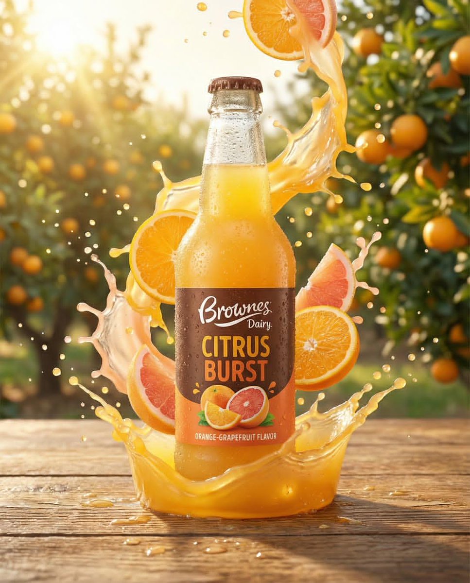 Ultra realistic product ad of a premium fruit drink bottle, d... 4