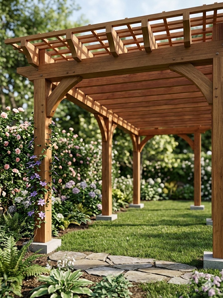 Pergola Blueprint Prompt: Hand drawn architectural pencil ske... 2