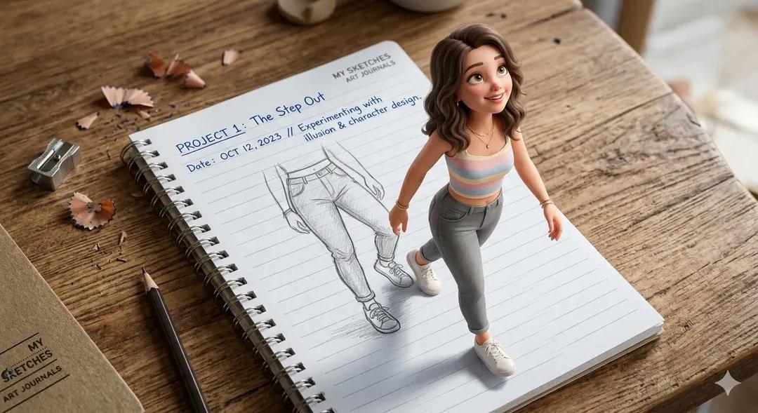A creative 3D illusion artwork of a cute young girl stepping... 4
