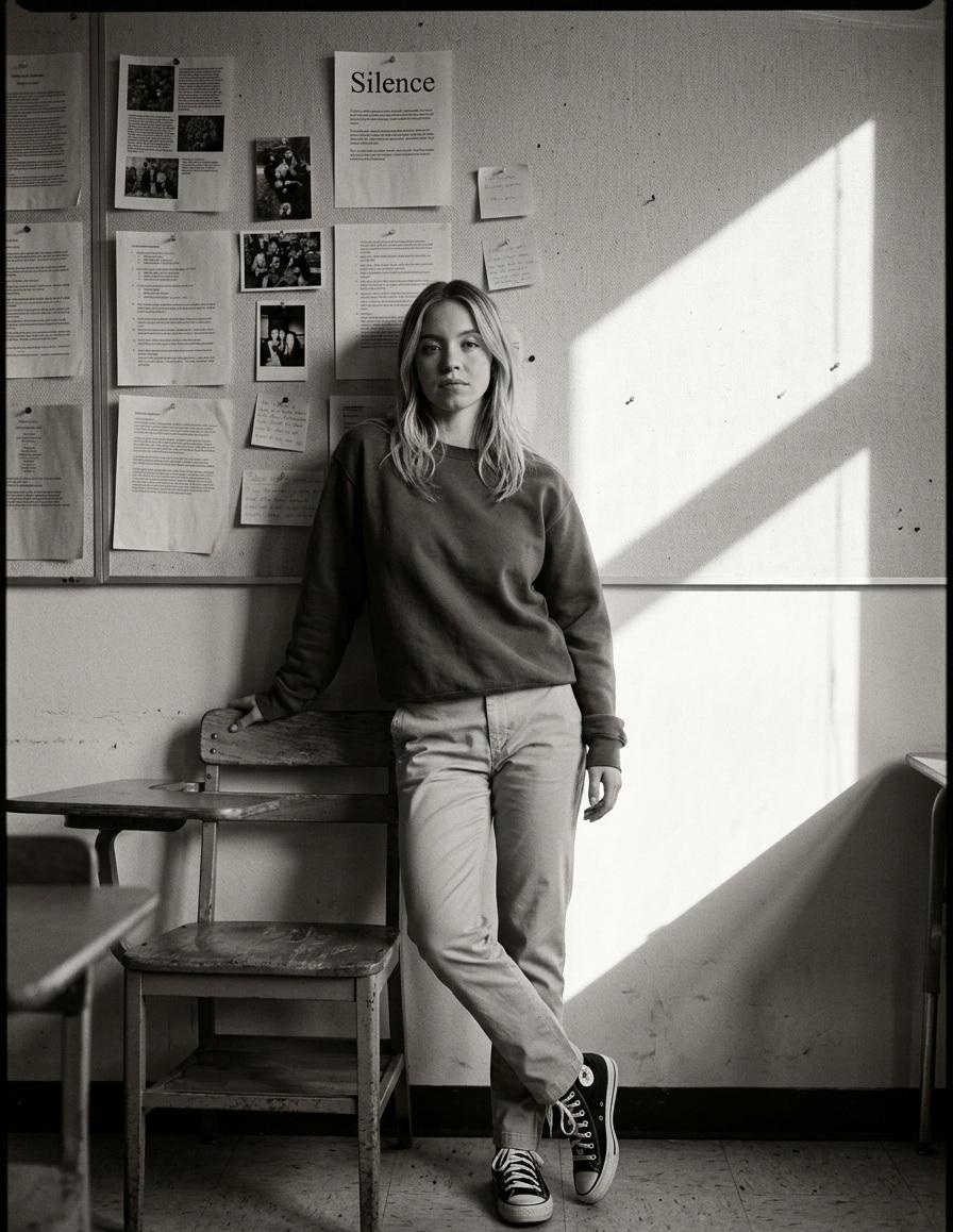 Create a high contrast black and white portrait in a quiet cl... 2