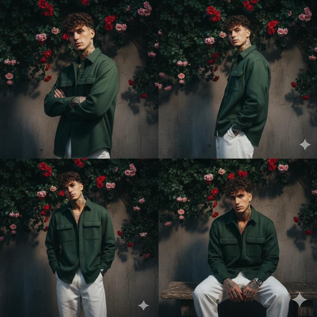 Create a realistic dark green portrait cinematic image with d... 2