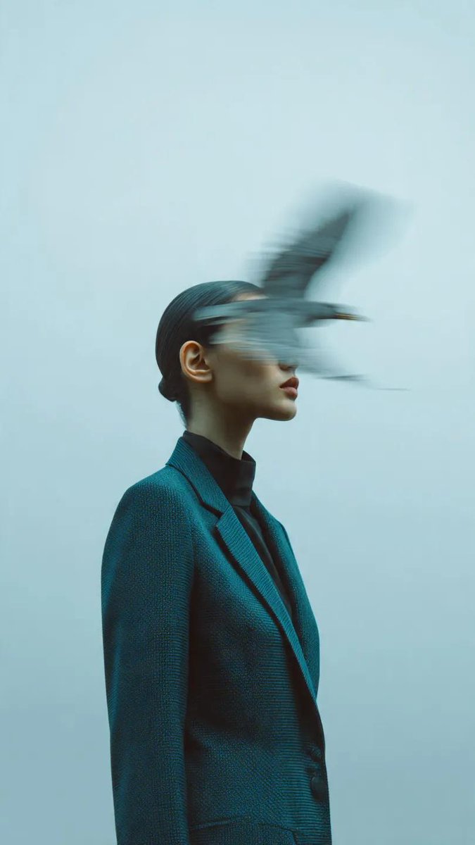Editorial photography, a woman wearing a structured deep teal... 3