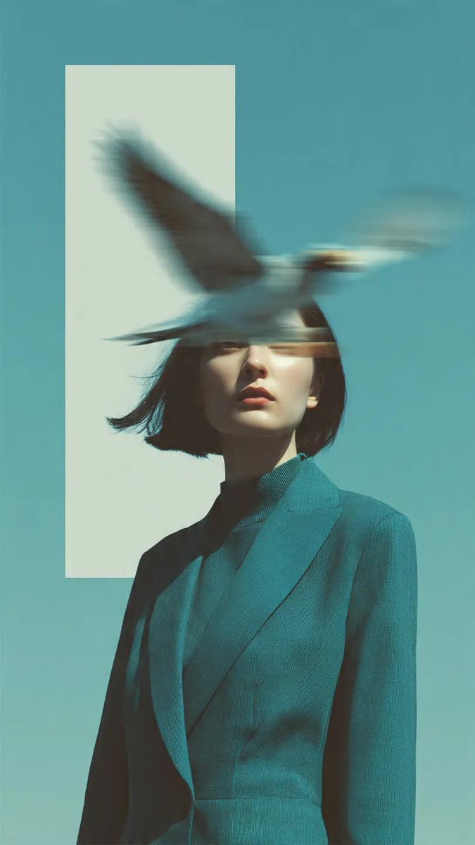 Editorial photography, a woman wearing a structured deep teal... 4