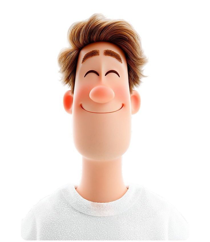 3D avatar of a man, with a happy face on a white background,...