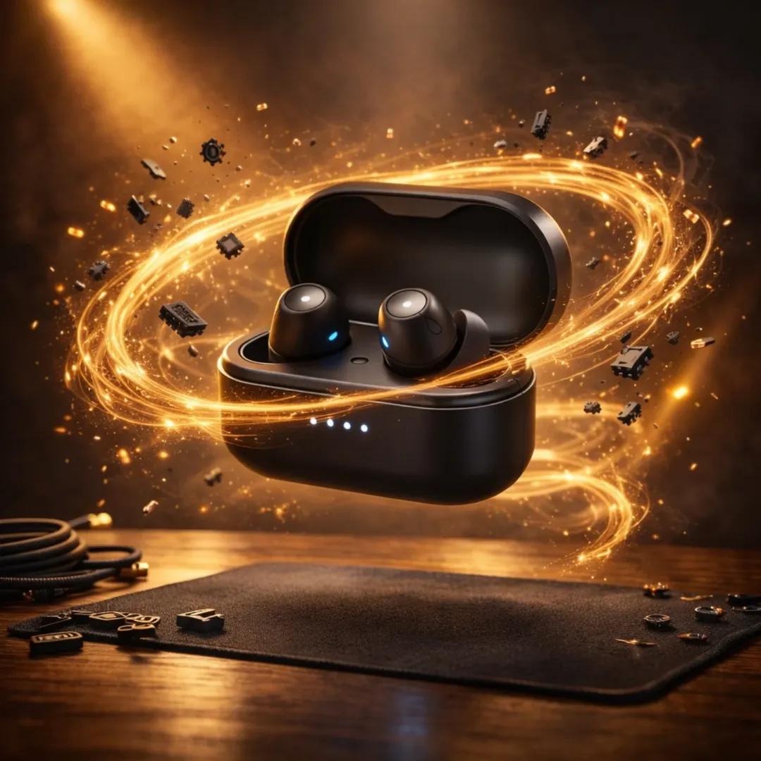 Ultra realistic gaming mouse floating above a desk, surrounde... 3