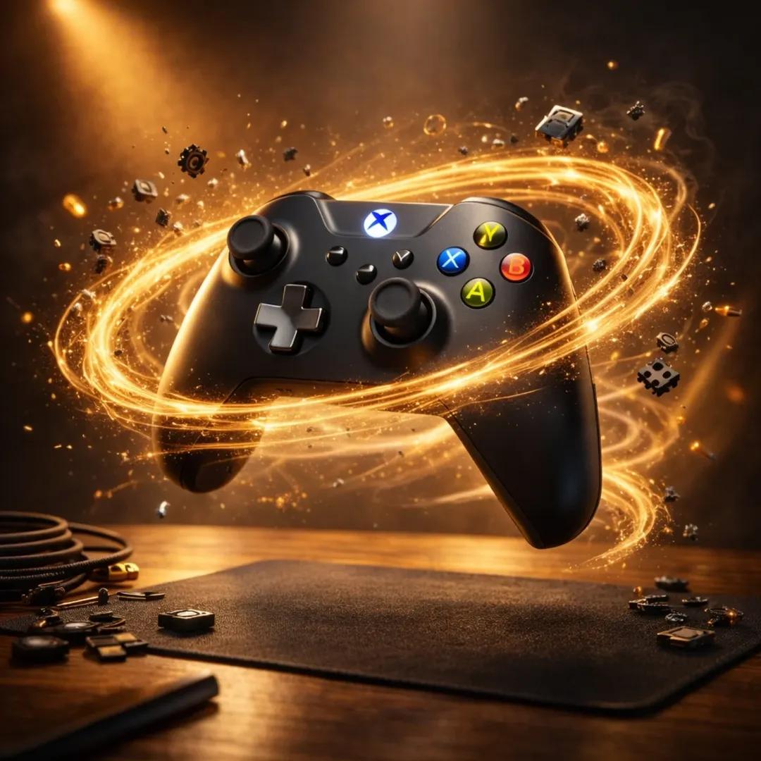 Ultra realistic gaming mouse floating above a desk, surrounde... 4