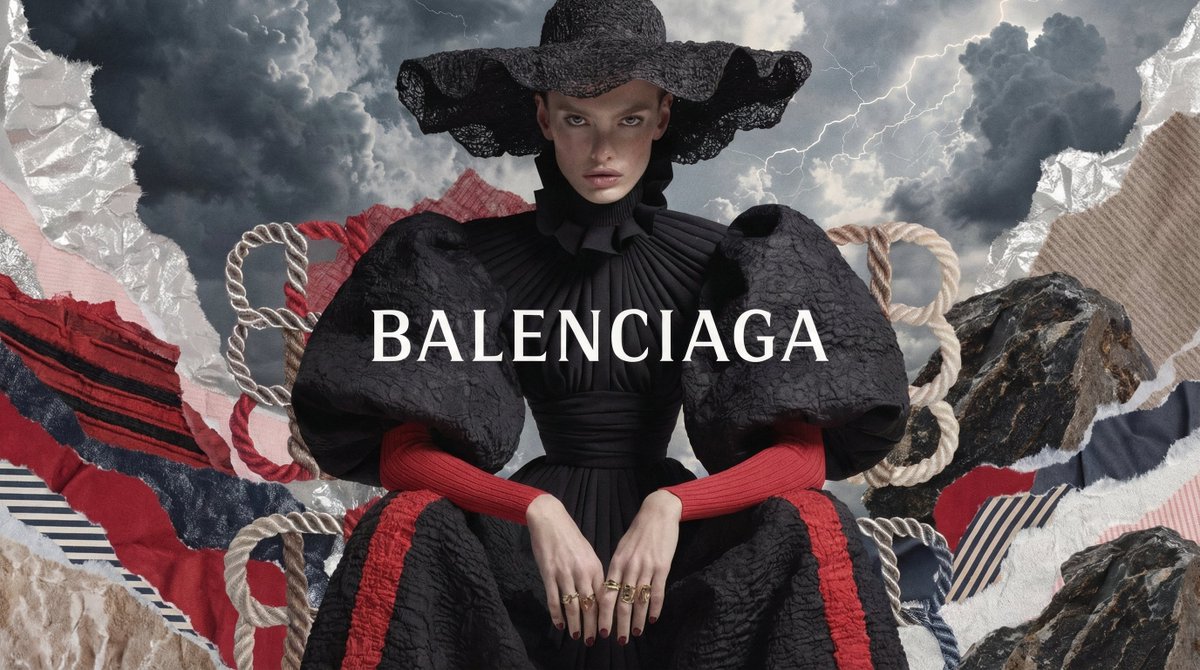 [BRAND]. A high fashion campaign poster. A model with a stron... 2