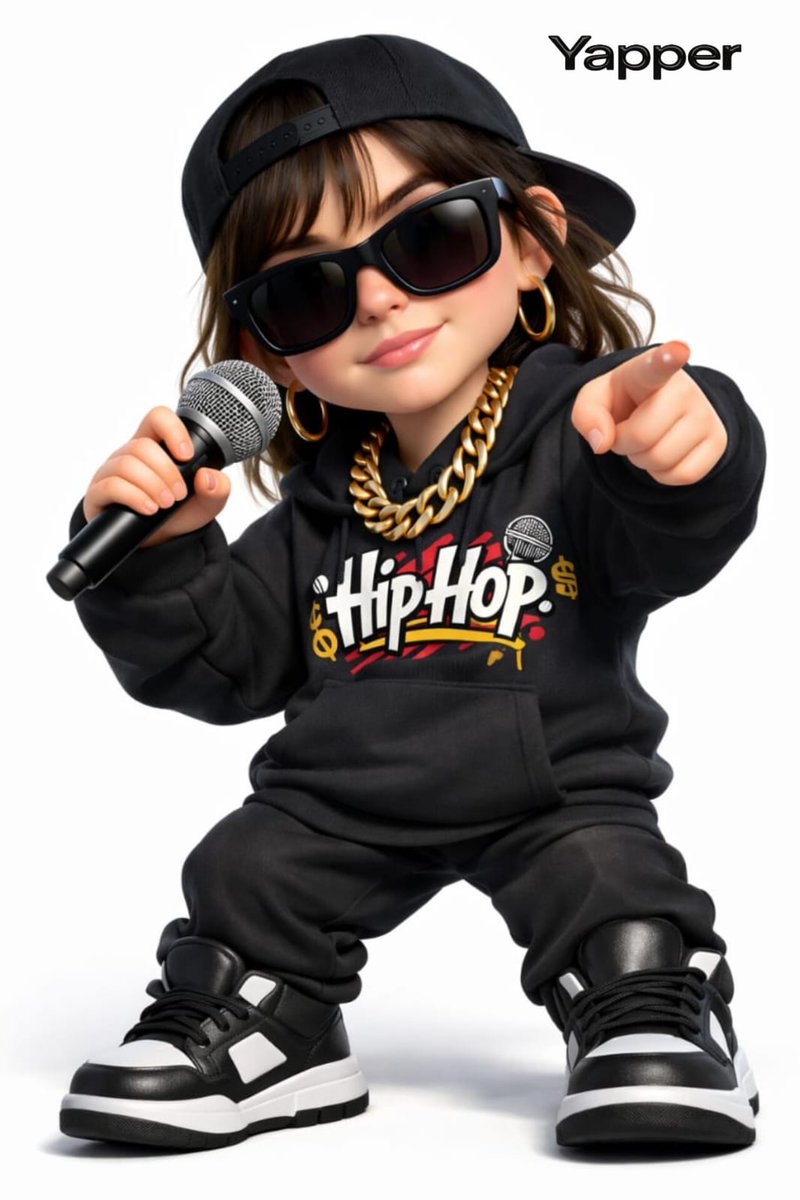 Create a 3D cartoon style woman with a rap style (the face is... 2