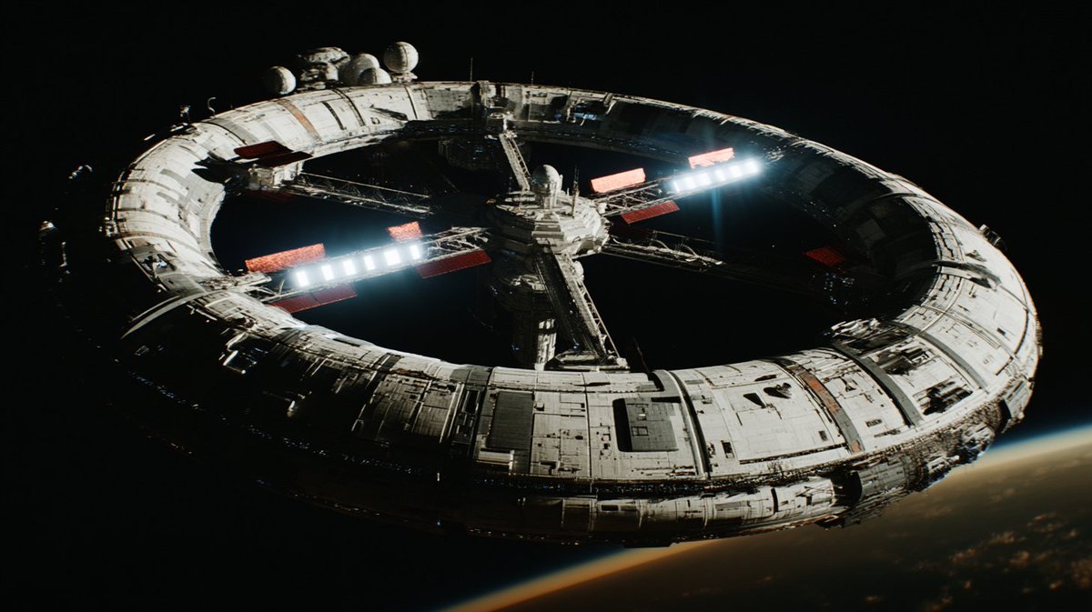 Orbital colony's concept with midjourney V8 Alpha https://t.c... 2
